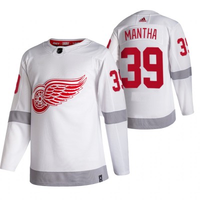 Detroit Red Wings #39 Anthony Mantha White Men's Adidas 2020-21 Reverse Retro Alternate NHL Jersey Men's